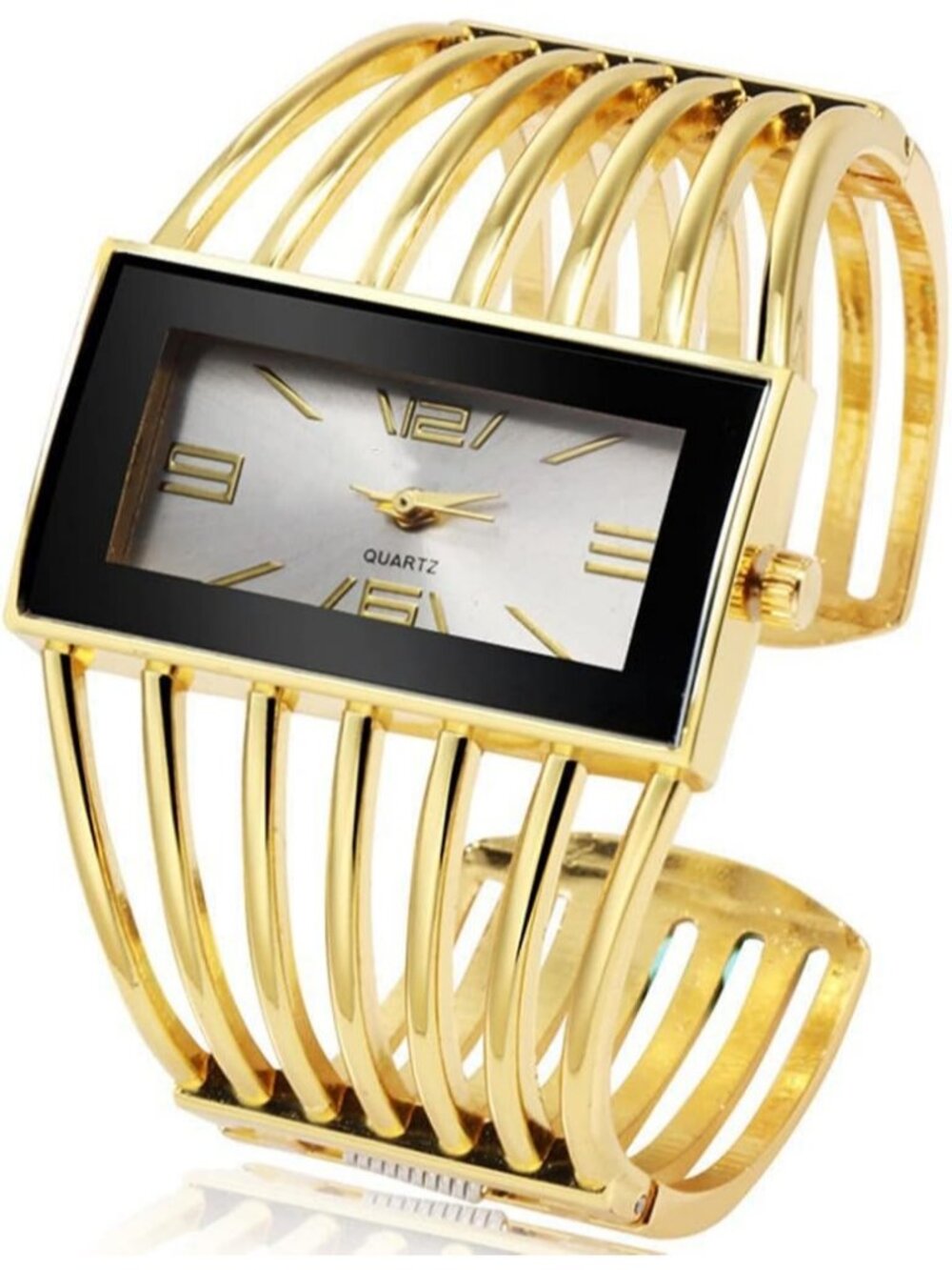 Women's Gold Luxury Rectangular Case Analog Quartz Dress Fashion Wrist Watches